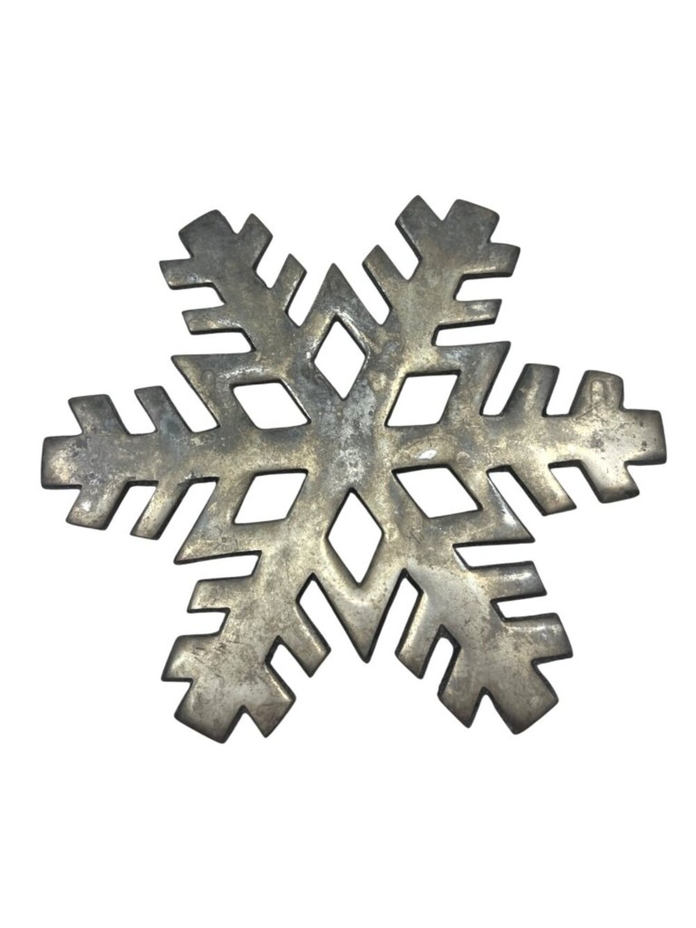 Metal Snowflake Trivet Rustic Silver Finish Decorative Tableware 7 Inches 3n